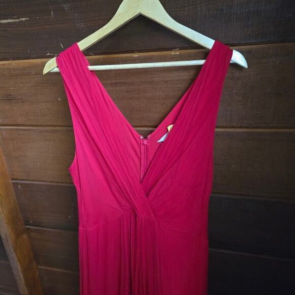 Soft Surroundings Red Babydoll Midi Dress 6 Semi-sheer Chiffon Wedding Romantic - Picture 6 of 12